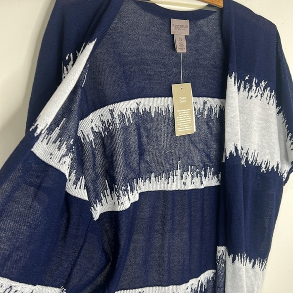 NWT CHICO’S Static Wave Kadie Cardi Jacket Midnight Blue White Size 0 Small - Picture 13 of 14